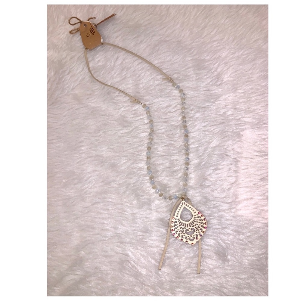 Long Bead/Wood Bling Necklace